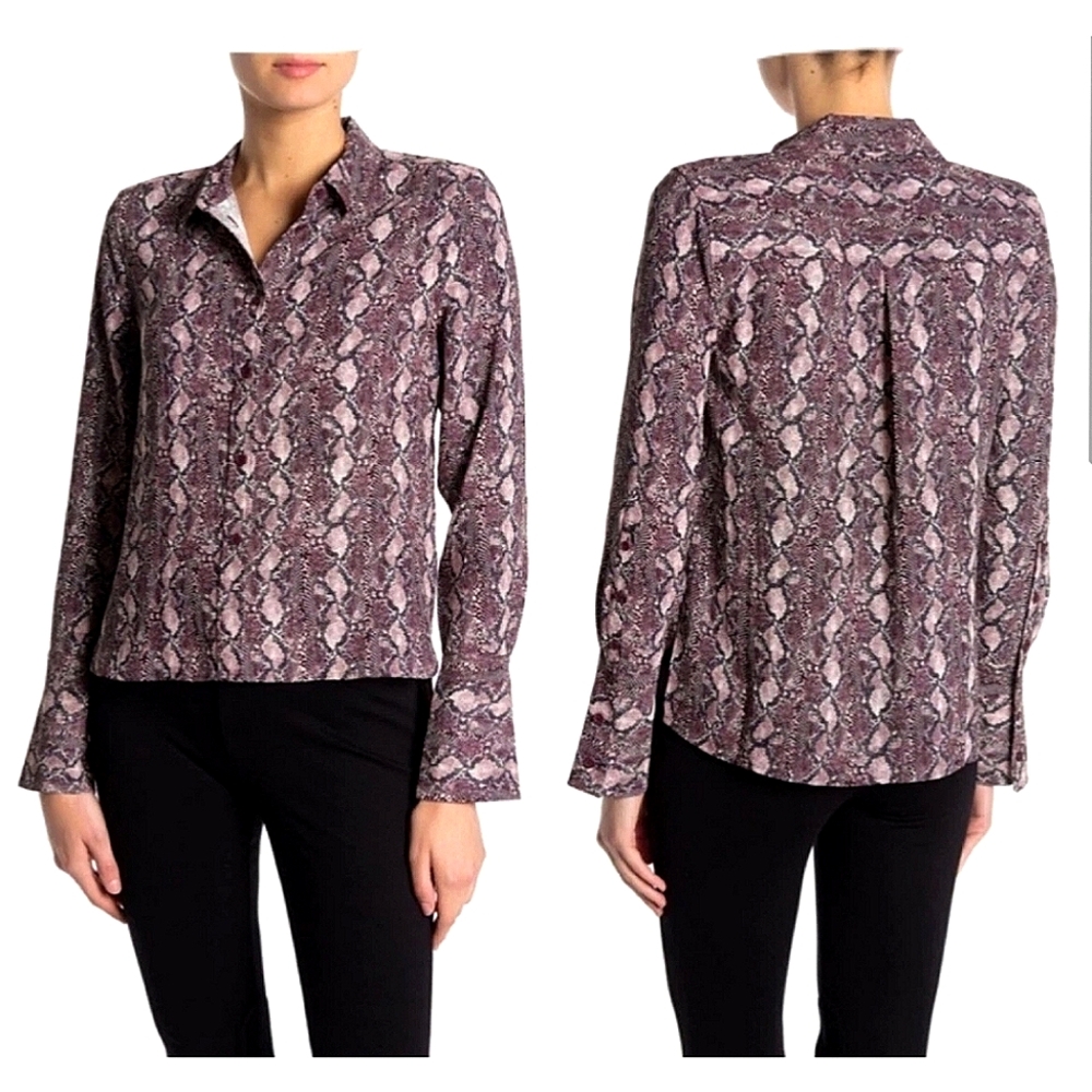 Equipment Huntley Snake Print High Low Blouse Size Small